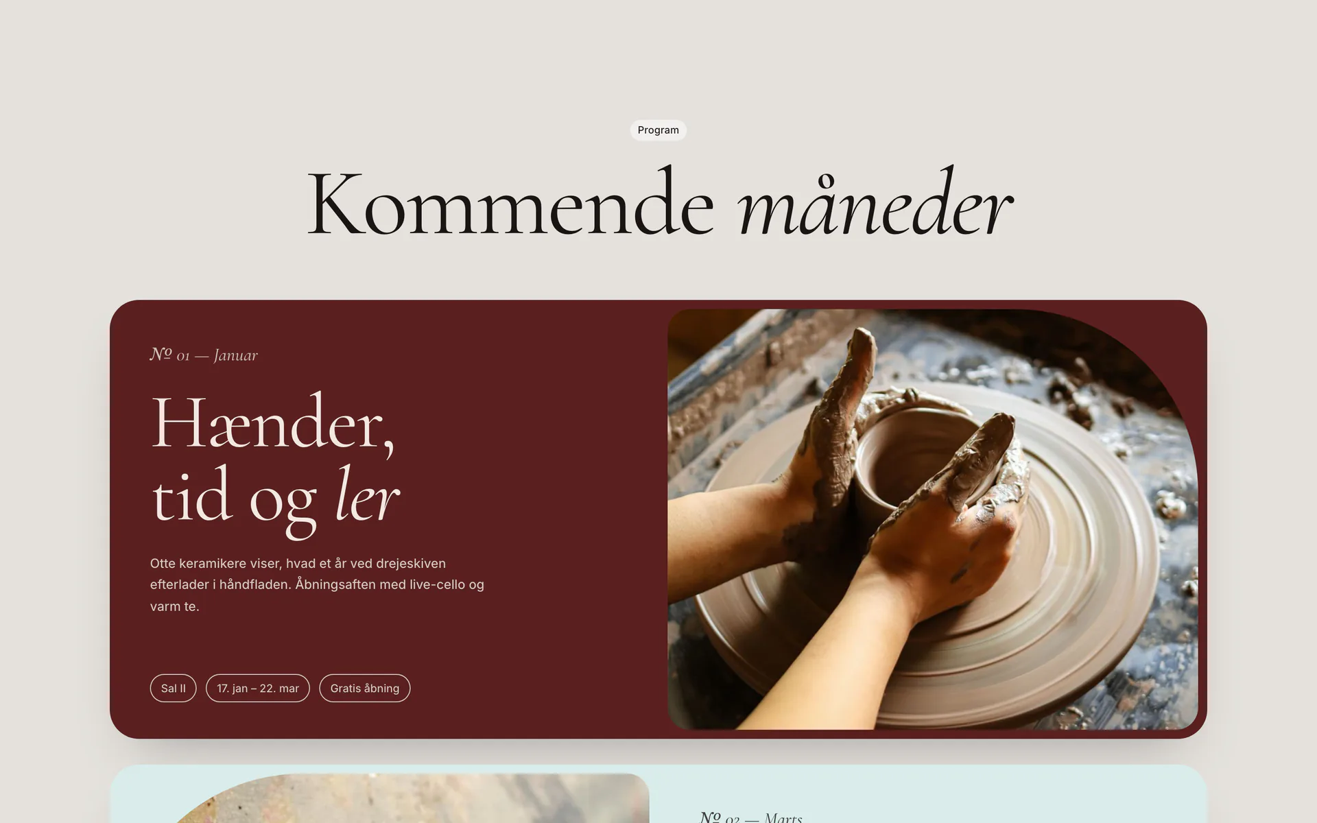 Begivenheder i designet Galleri i buer: Kommende måneder