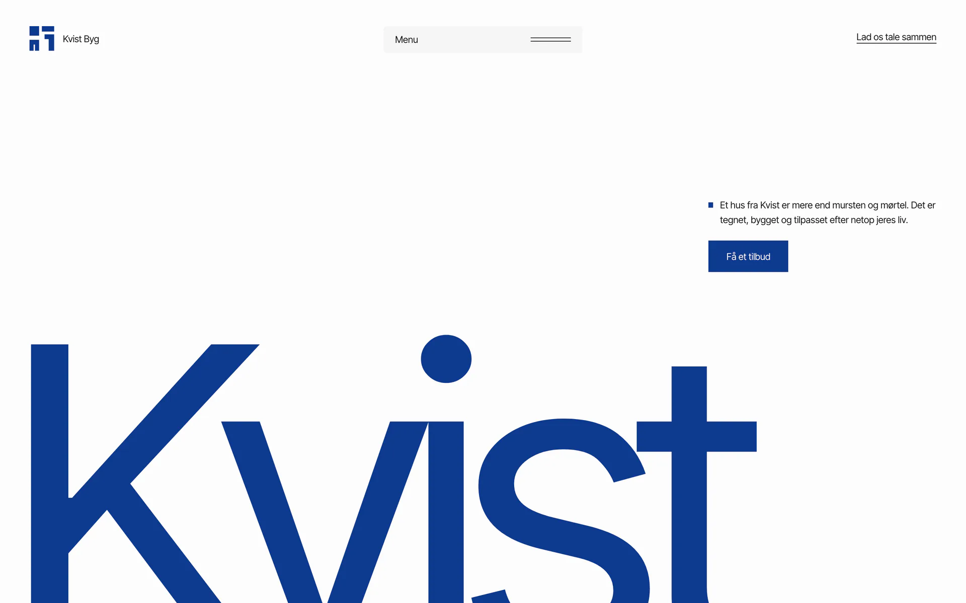 Sidehoved med menu i designet Kobolt og kridt