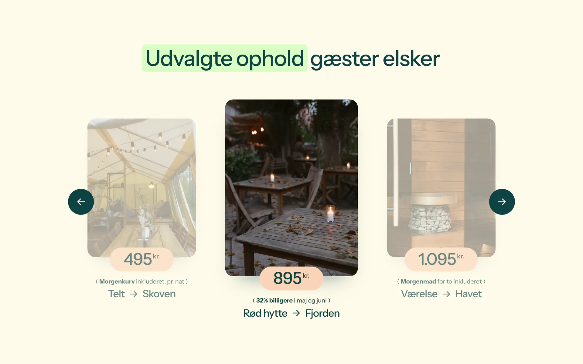 Priser i designet Klit og bål: Udvalgte ophold gæster elsker