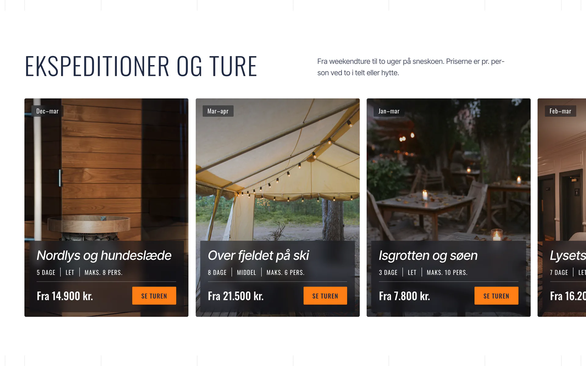 Ydelser i designet Nordvild: Ekspeditioner og ture